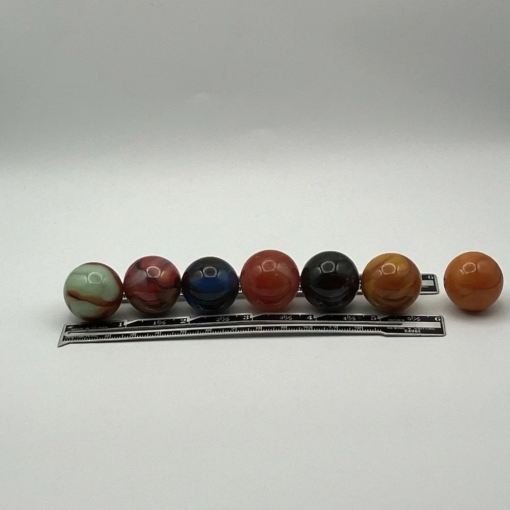 7 - Vintage Glass Marbles / Assorted Mix + Cadmium / Shooters / Glows / No 22